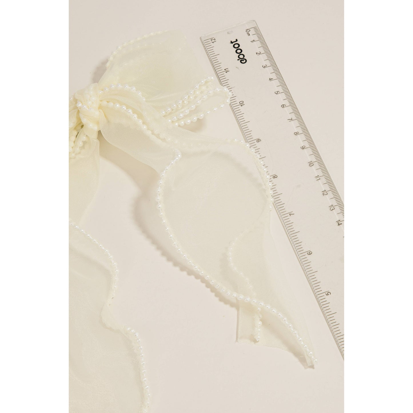 Pearl Trim Ribbon Bow Hair Clip: IV