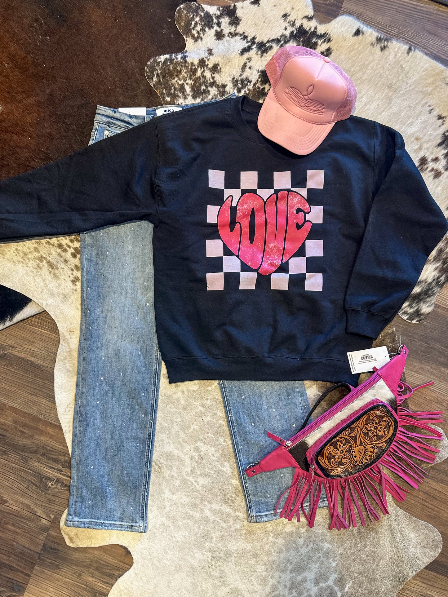 Checkered Love Crewneck