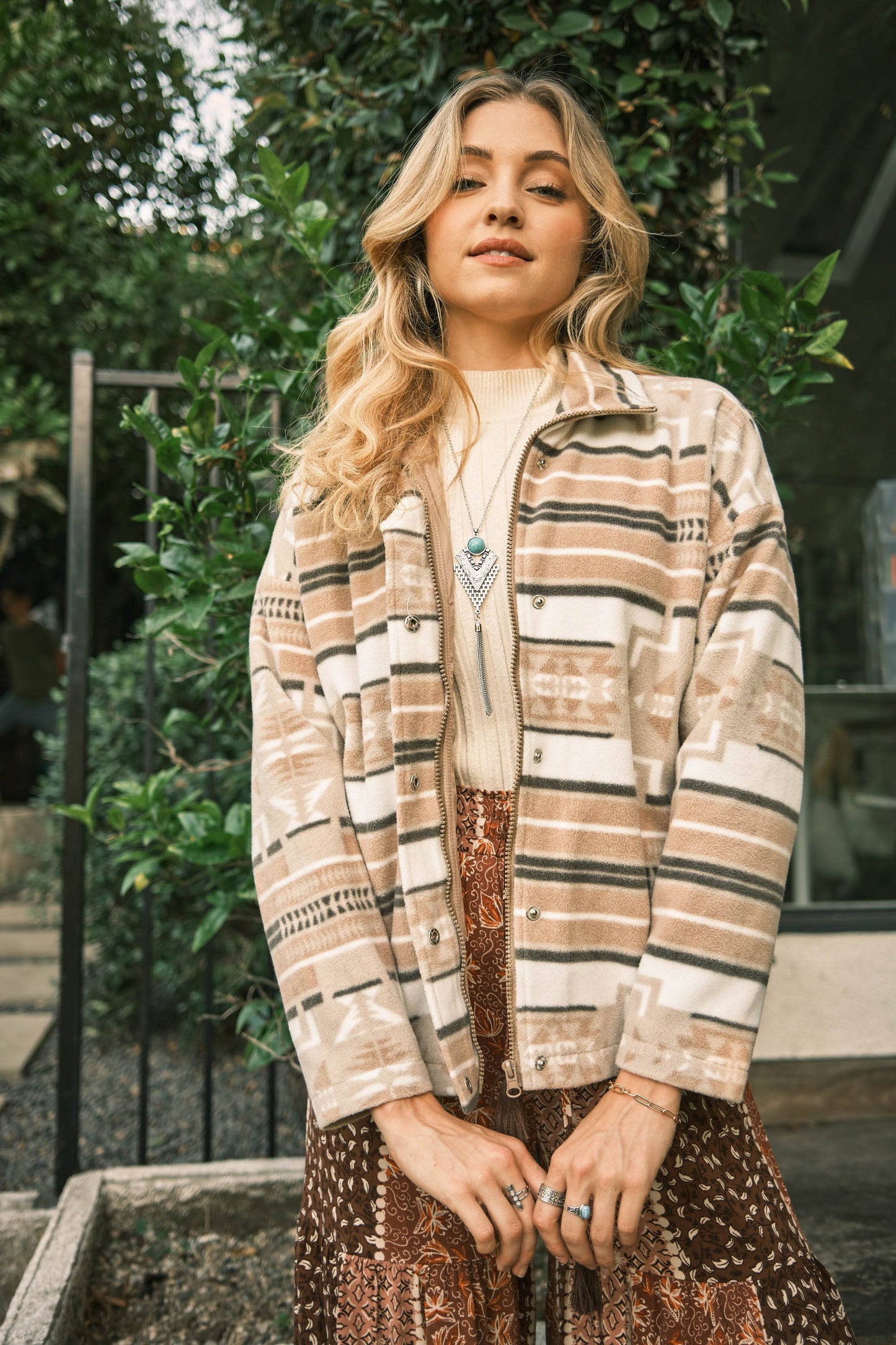 Aztec Soft Cozy Zip Up Jacket