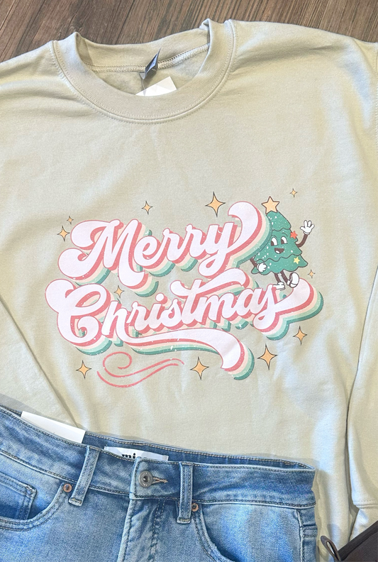 Merry Christmas Retro Christmas Tree Short Sleeve TEE