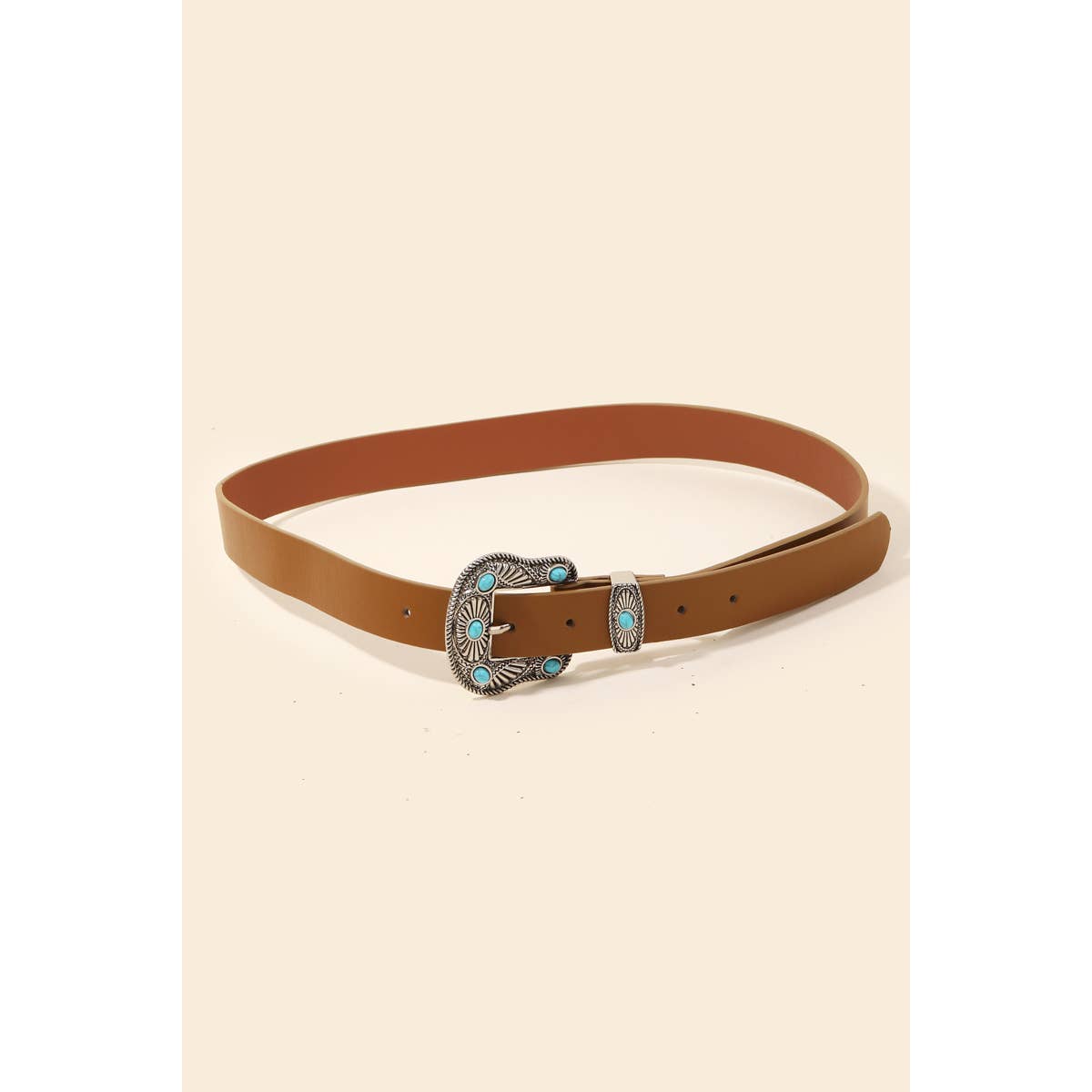 Turquoise Stud Buckle Faux Leather Belt: BR