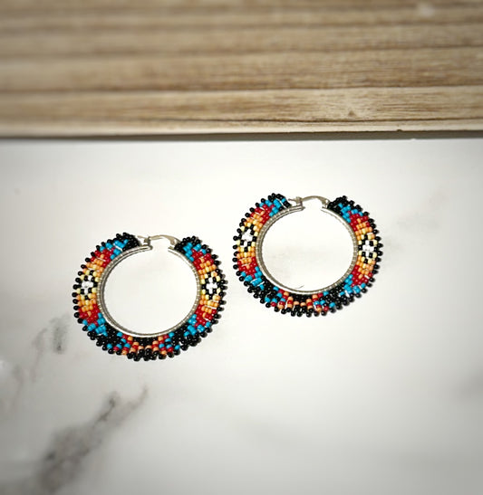 Aztec Beaded Hoops