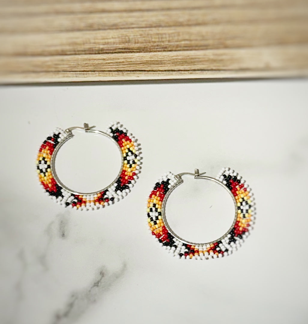 Aztec Beaded Hoops