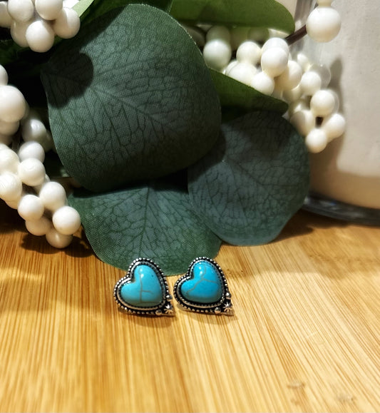 Turquoise Heart Studs