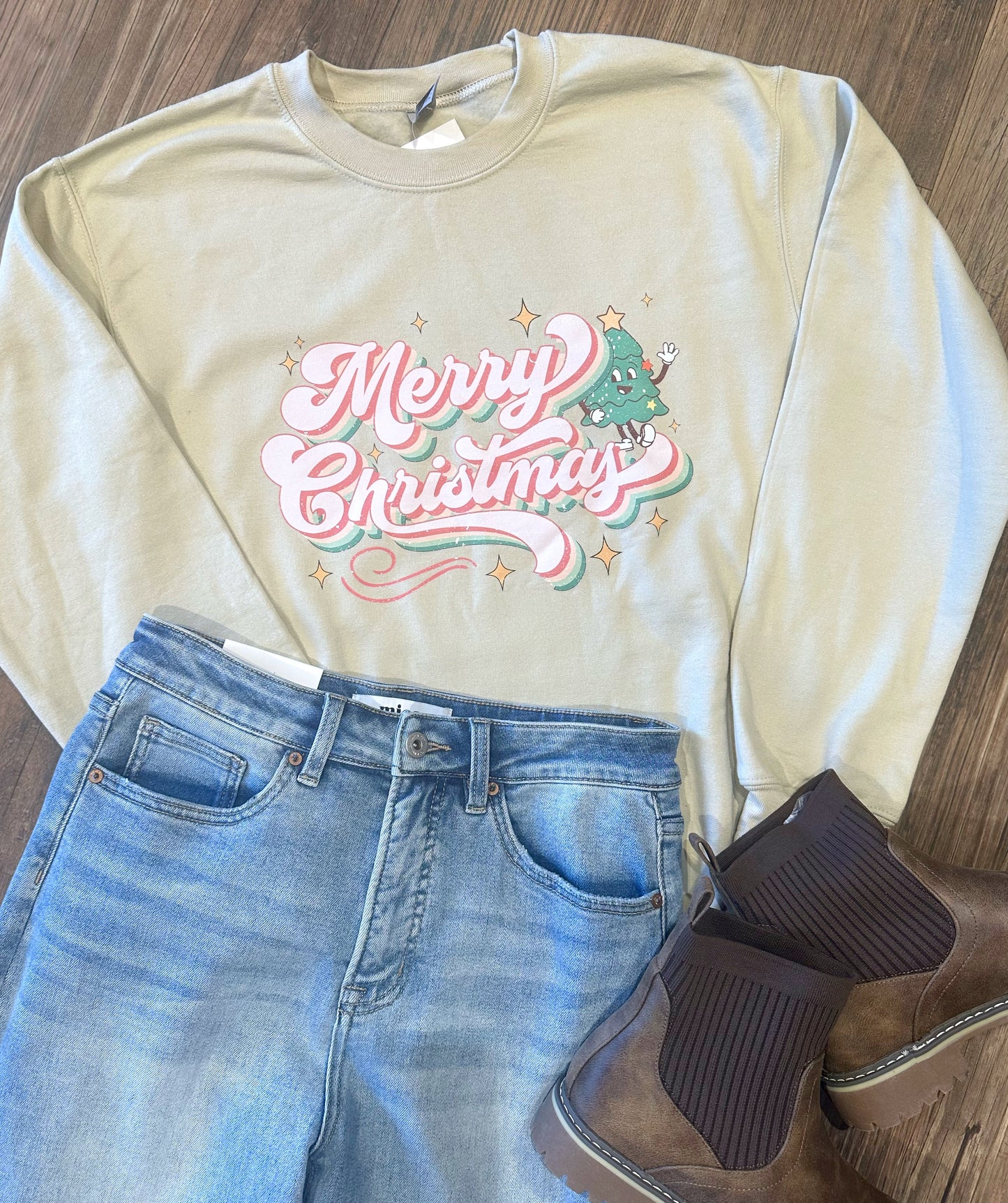 Merry Christmas Retro Christmas Tree CREWNECK