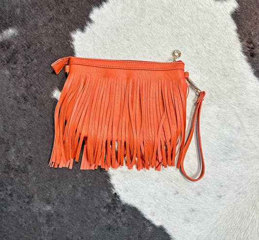 Fringe Small Crossbody Bag in Burnt Orange