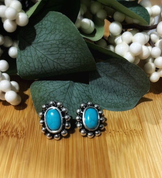 Turquoise Flower Studs