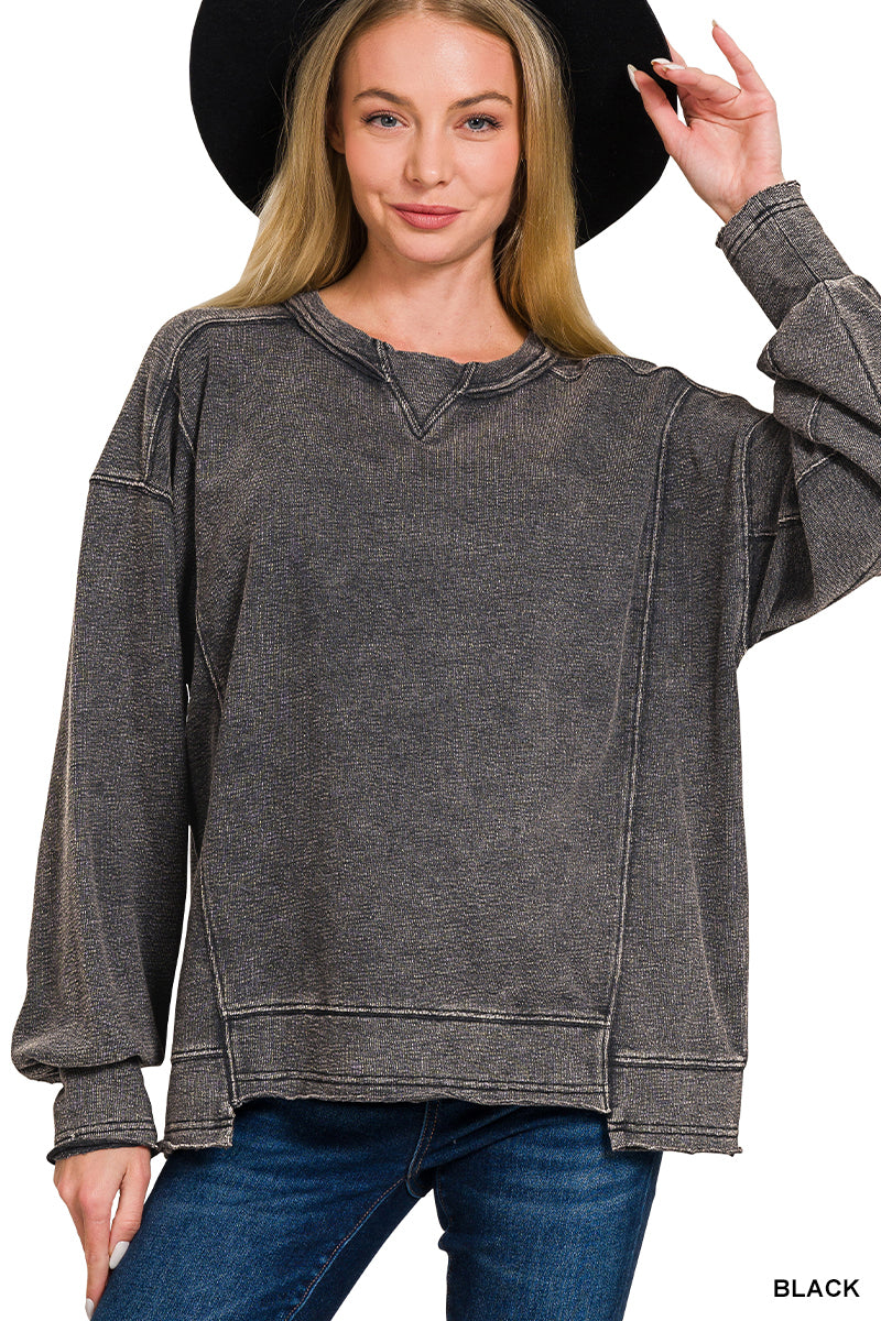 French terry dye drop shoulder pullover