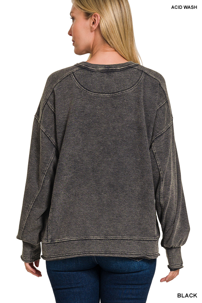 French terry dye drop shoulder pullover