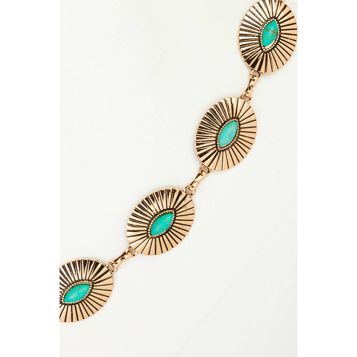 Turquoise Concho Disc Western Chain Belt: S